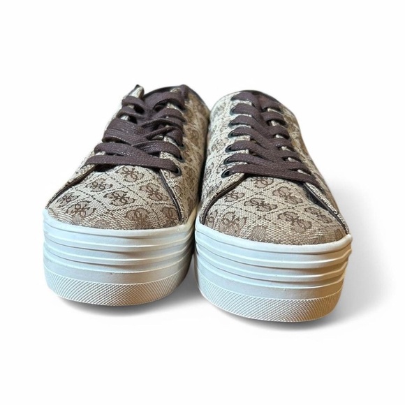 NWT GUESS Alexa Brown Fabric Lace Up Sneakers women’s size 10 - Picture 6 of 8